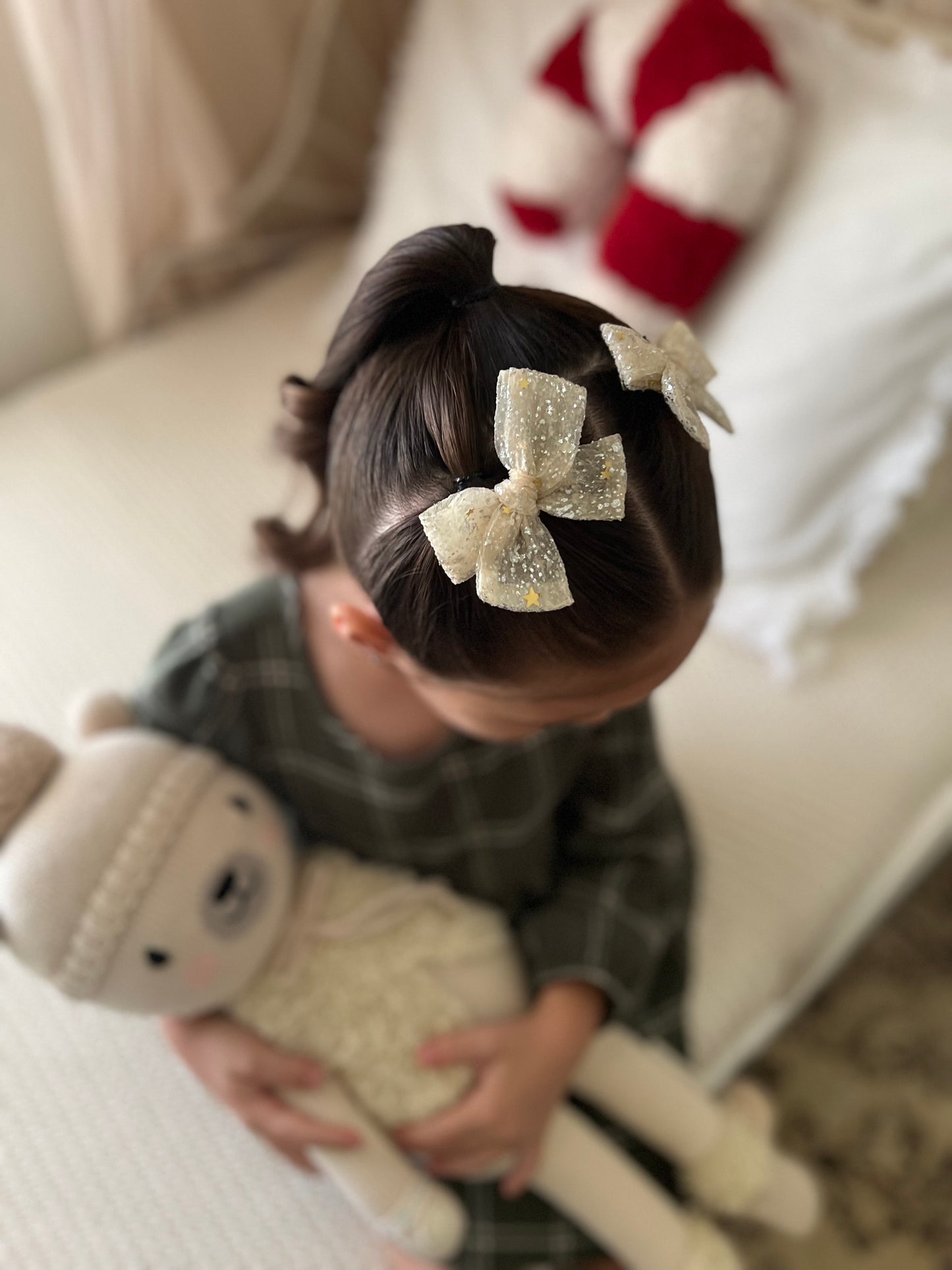 Petite Pinwheel Pigtail Bows | Stardust