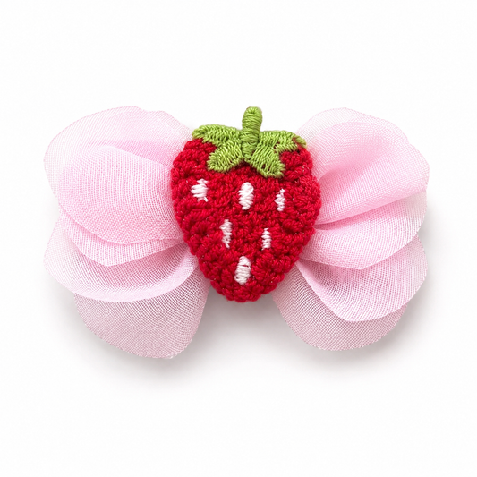 Chiffon Flutter Bow | Strawberry Dream