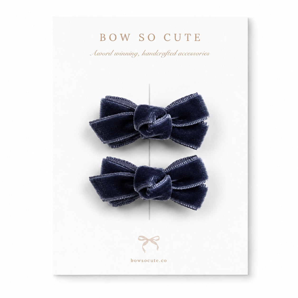 Mini Bow Clips | Twilight Blue Velvet