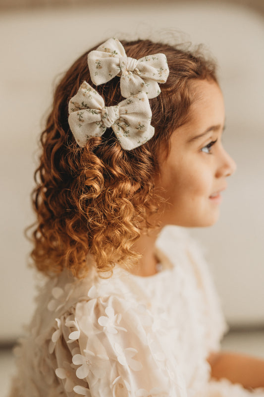 Petite Pinwheel Pigtail Bows | Dainty Floral