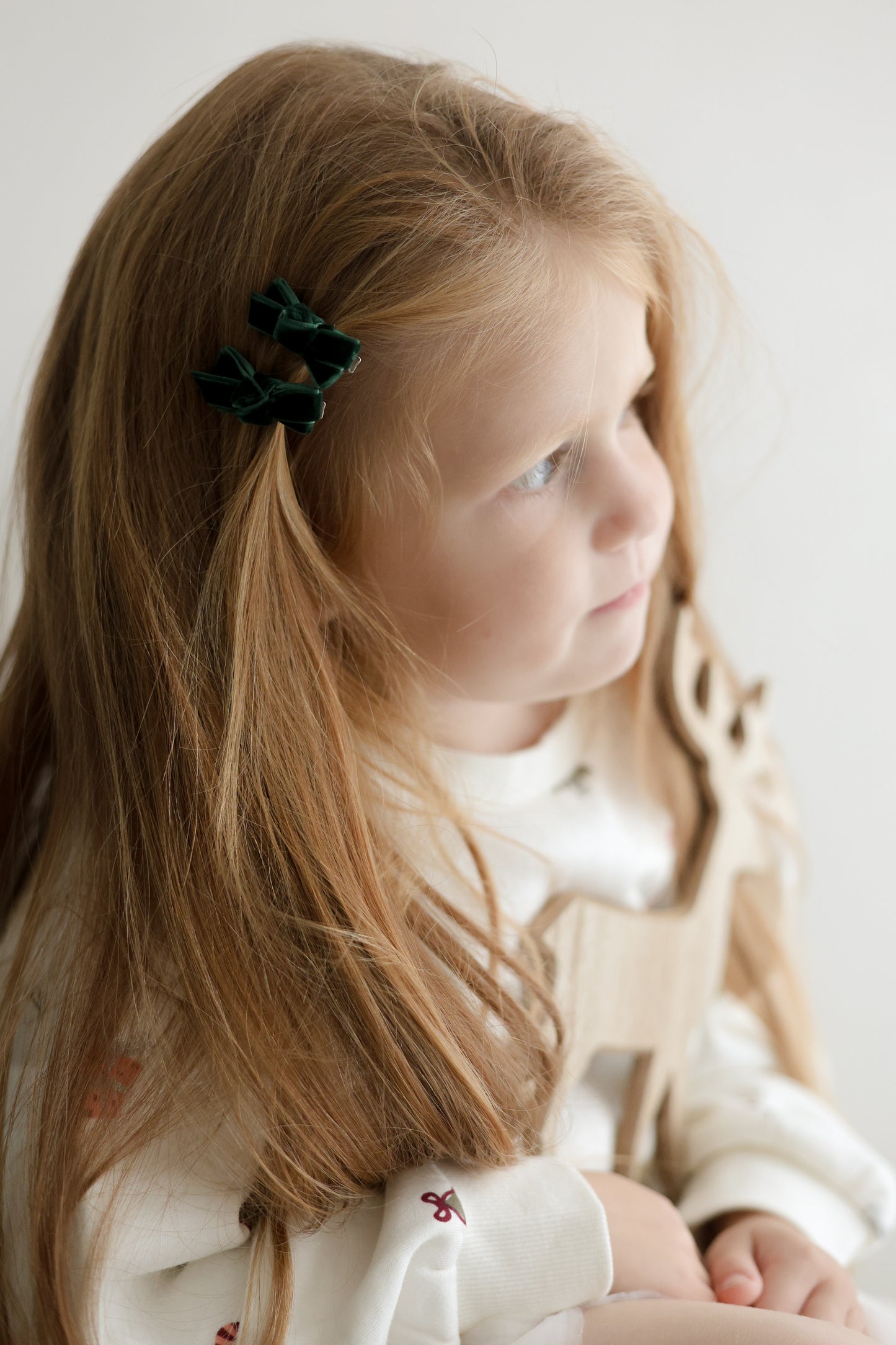 Mini Bow Clips | Emerald Velvet