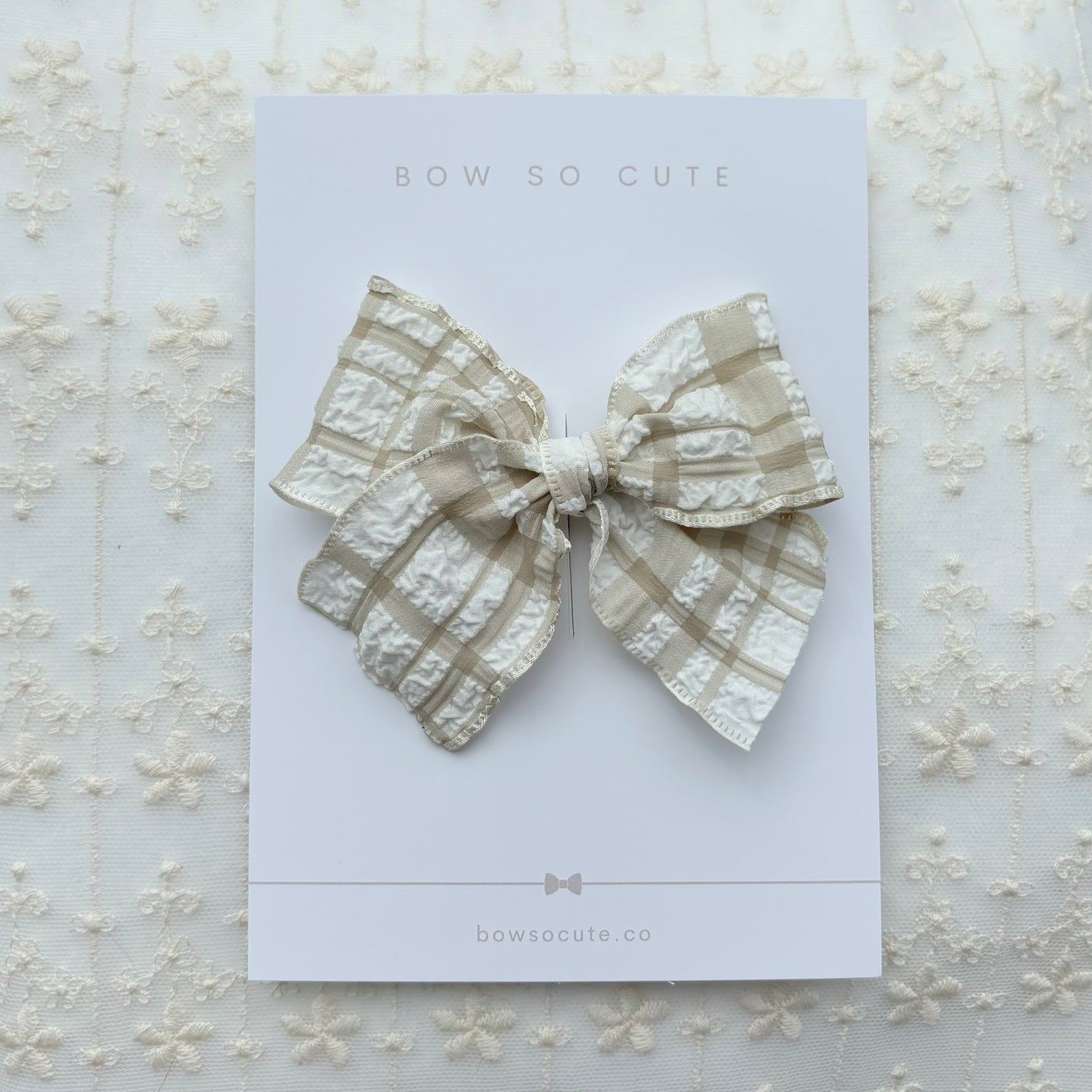 Ribbon Bow | Beige Plaid