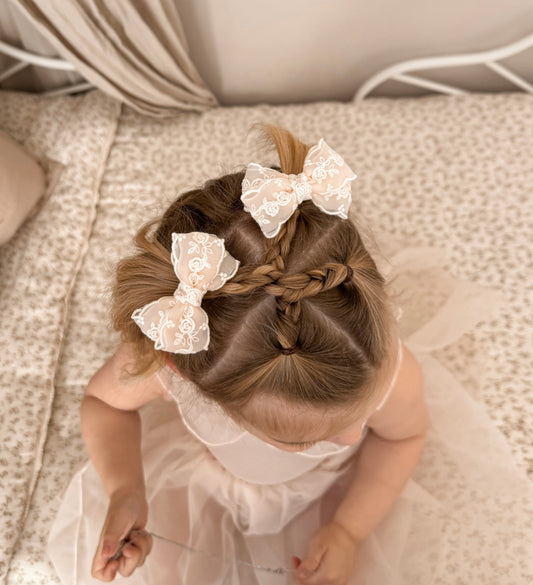 Lace Pigtail Bows | Fairy Blossom