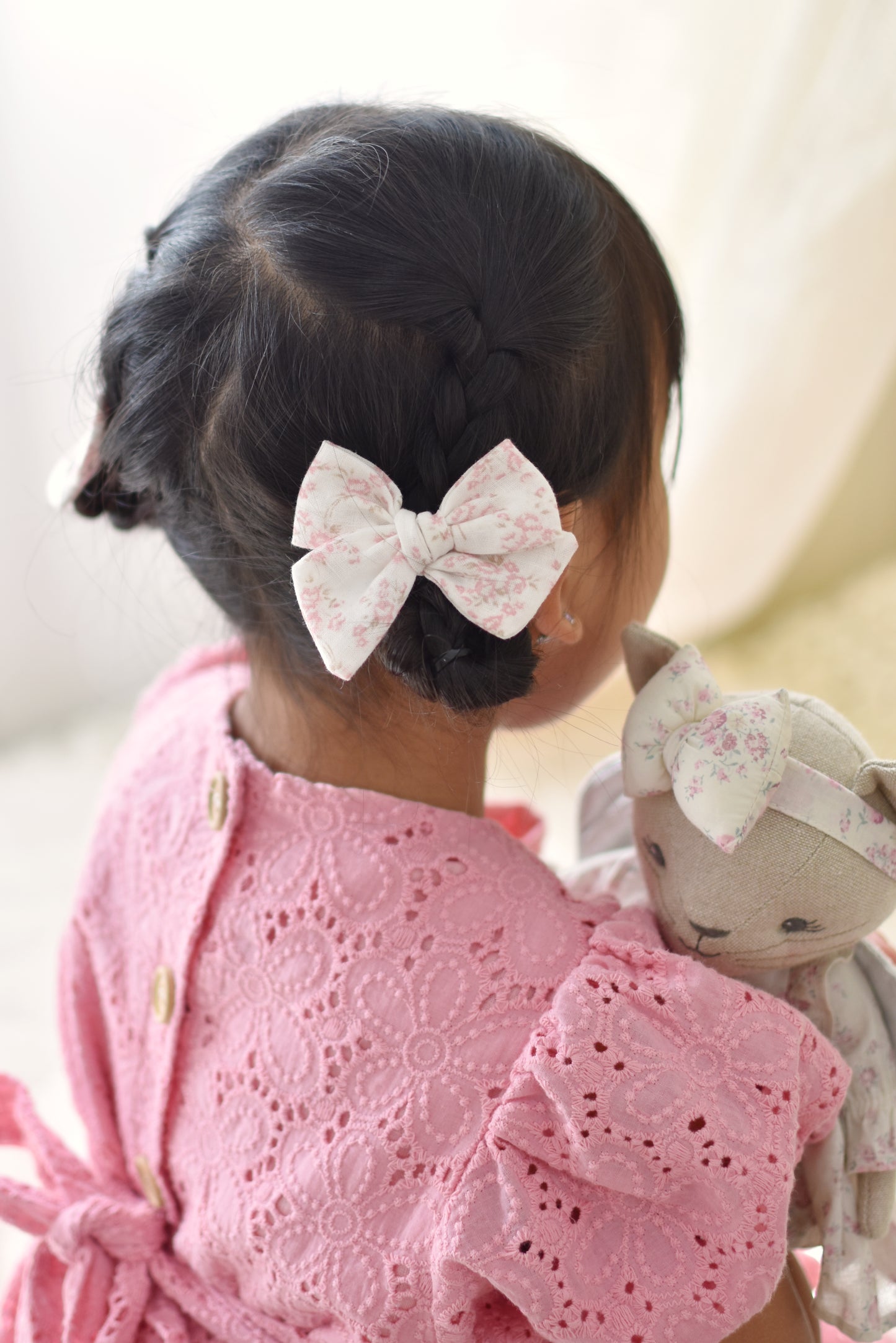 Petite Pinwheel Pigtail Bows | Blushing Bouquet