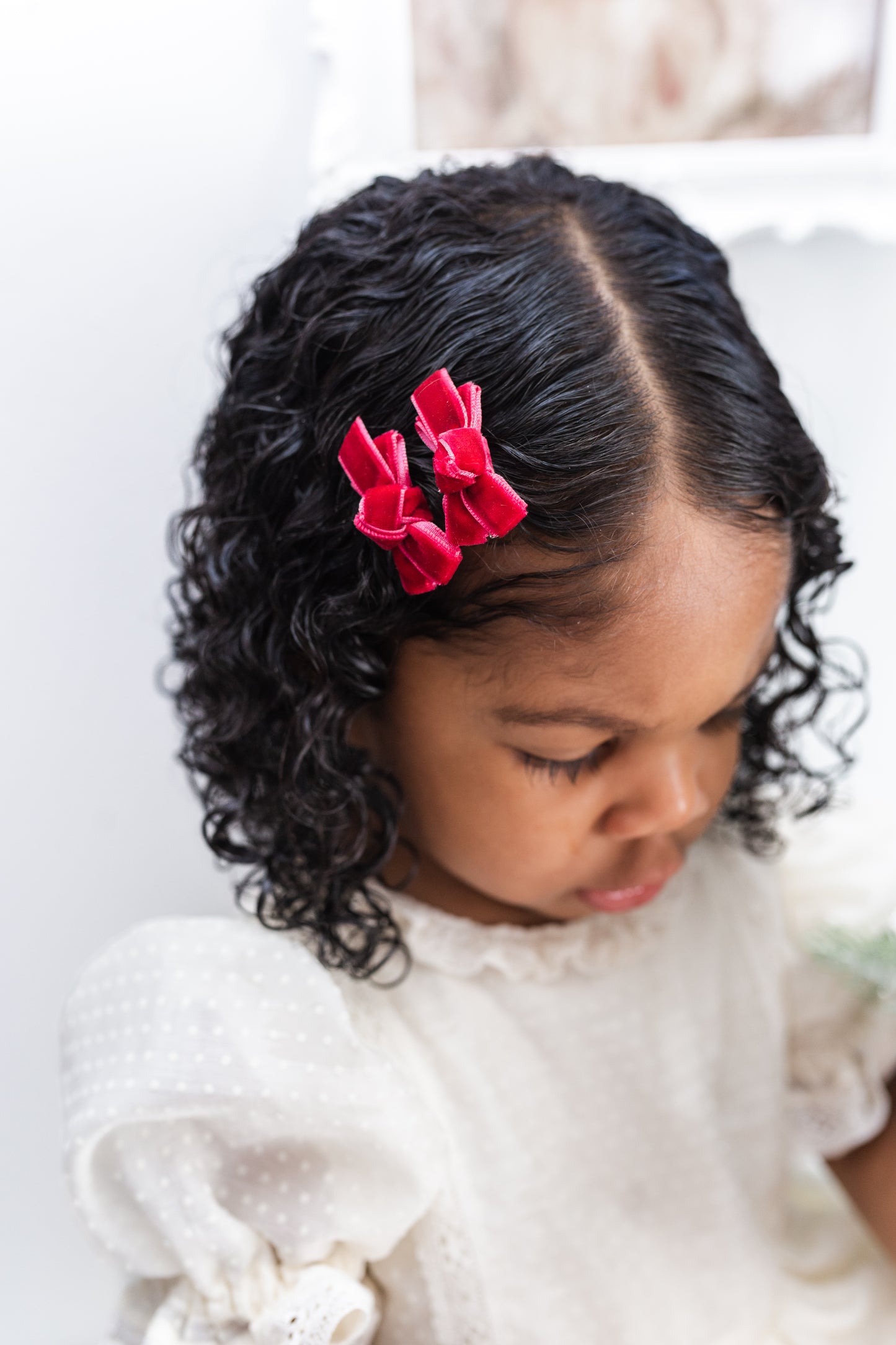 Mini Bow Clips | Ruby Velvet