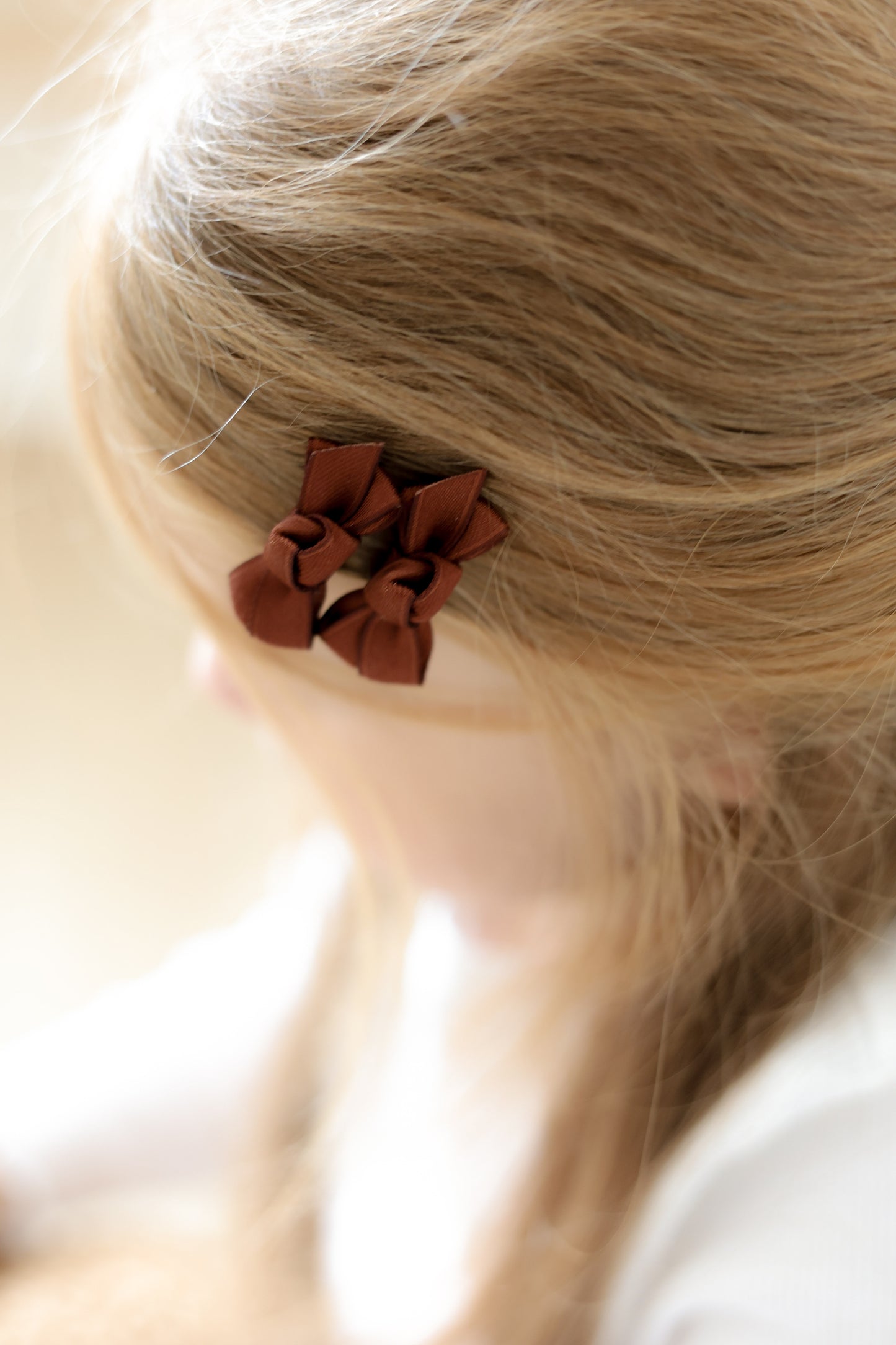 Mini Bow Clips | Walnut Satin
