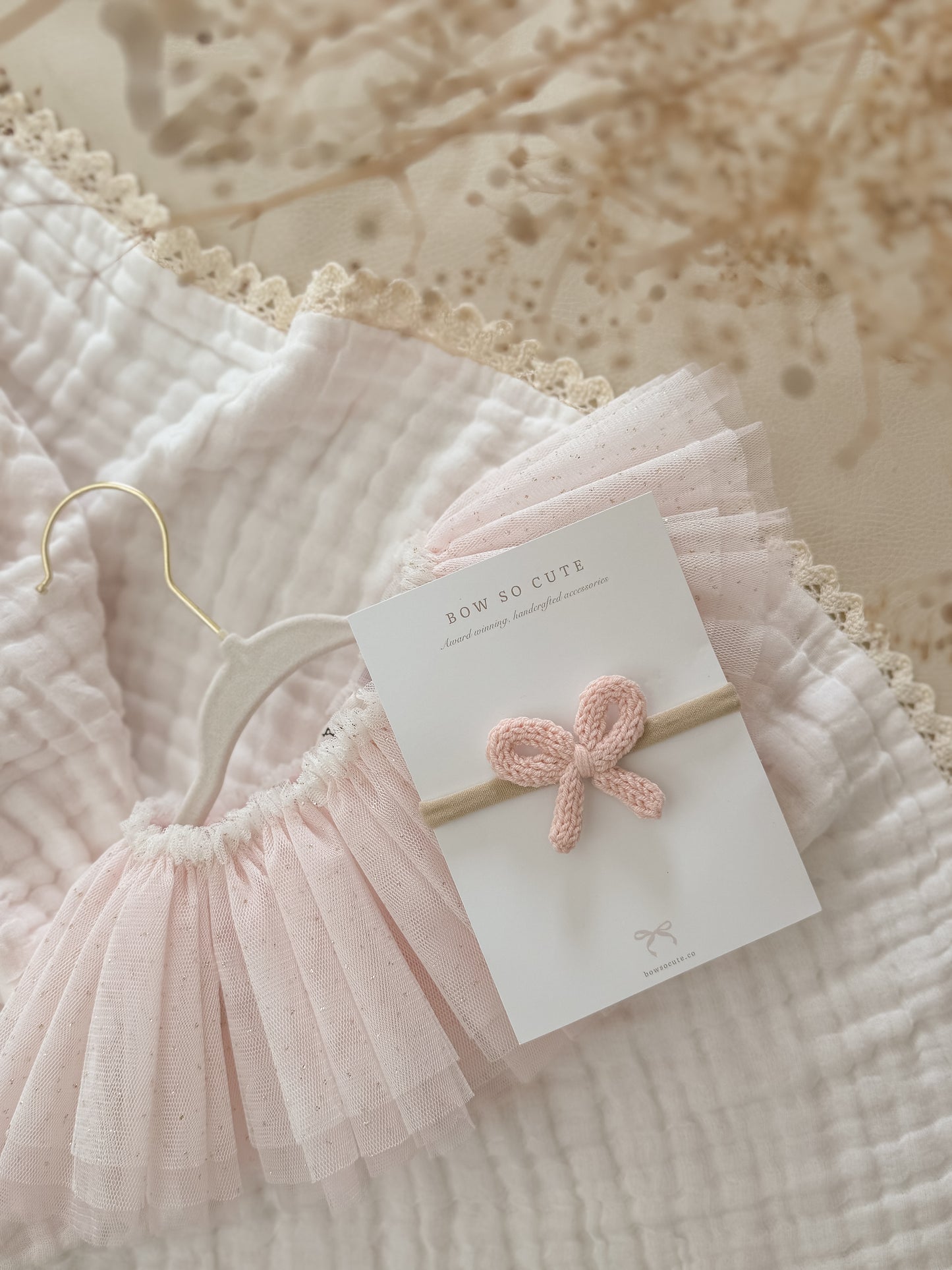 Dainty Knit Bow | Ballet Pink