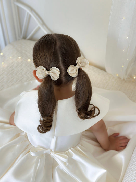 Flutter Pigtail Clips | Soft Gold Shimmer