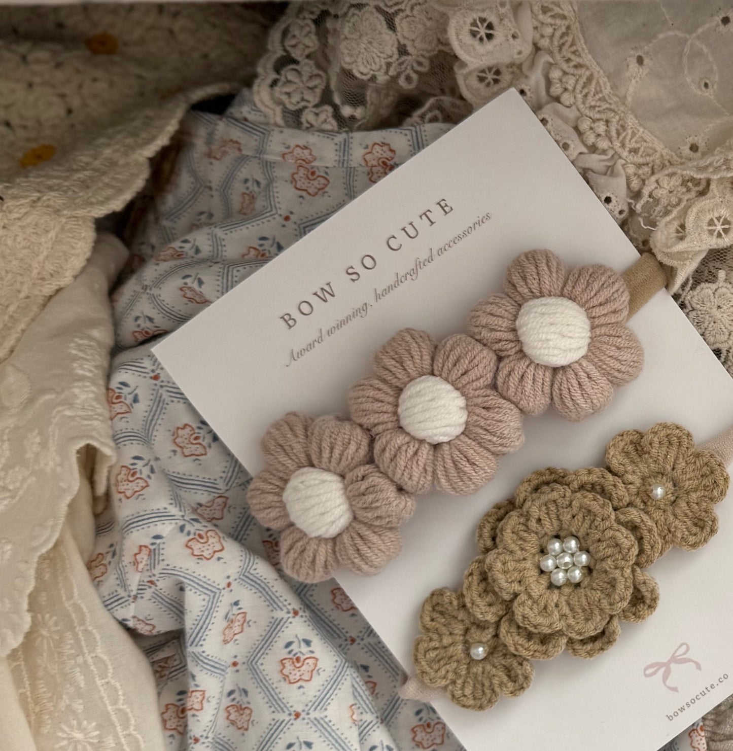 Dainty Headband | Nude Beige Daisies