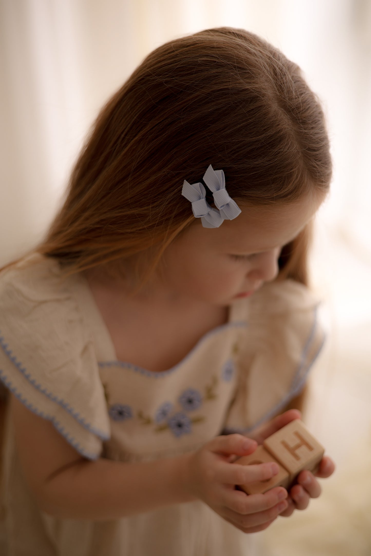 Mini Bow Clips | Powder Blue