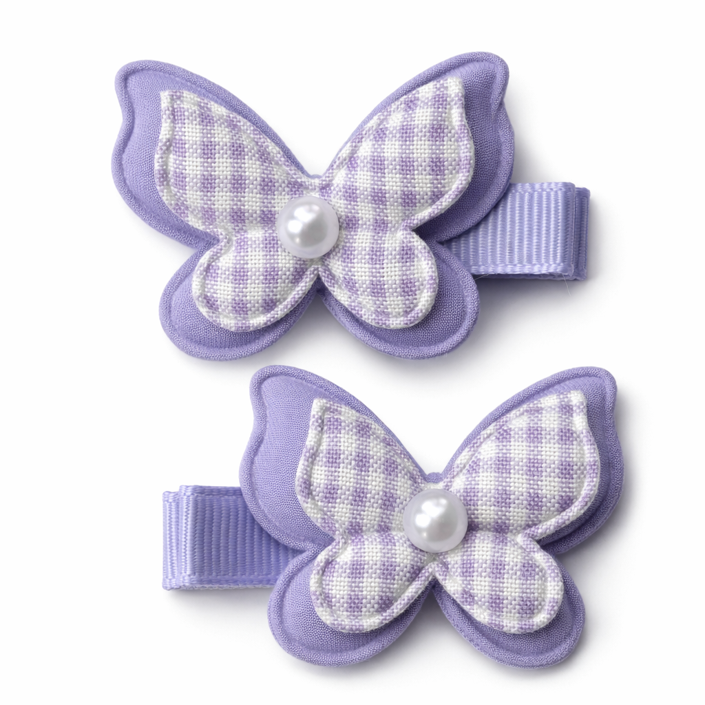 Pigtail Butterfly Clips | Lavender Pearl