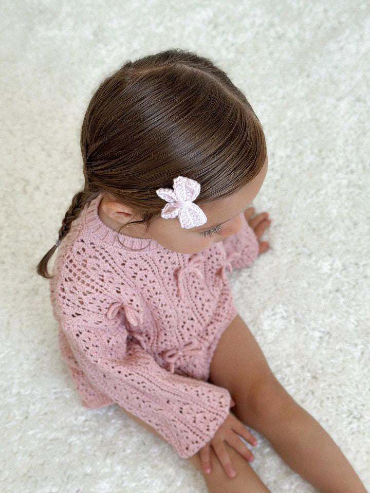 Clip | Pale Pink Knitted Bow