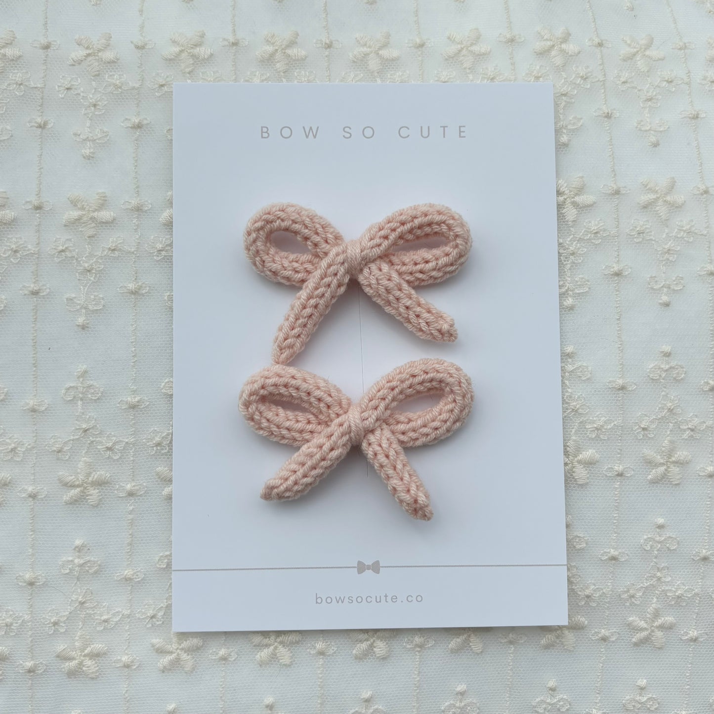 Pigtail Clips | Blush Dainty Knitted Bows