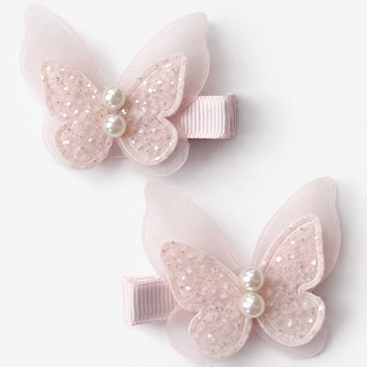 Pigtail Glimmer Butterfly Clips | Bloom Pink