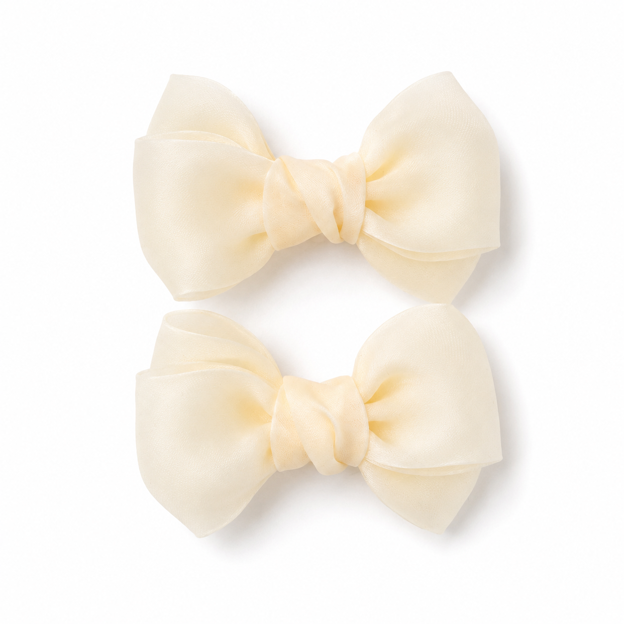Marshmallow Chiffon Pigtail Bows | Butter Yellow