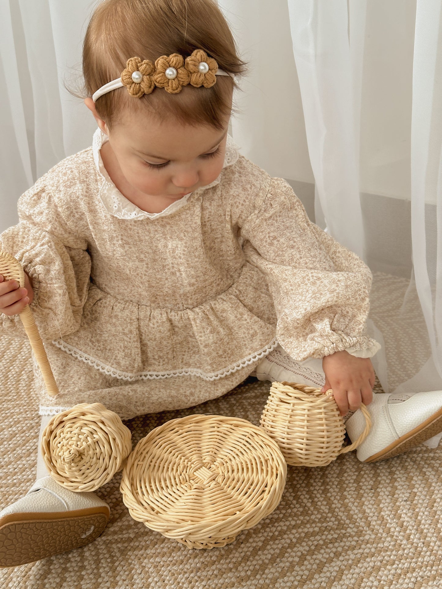 Dainty Headband | Pearly Golden Brown