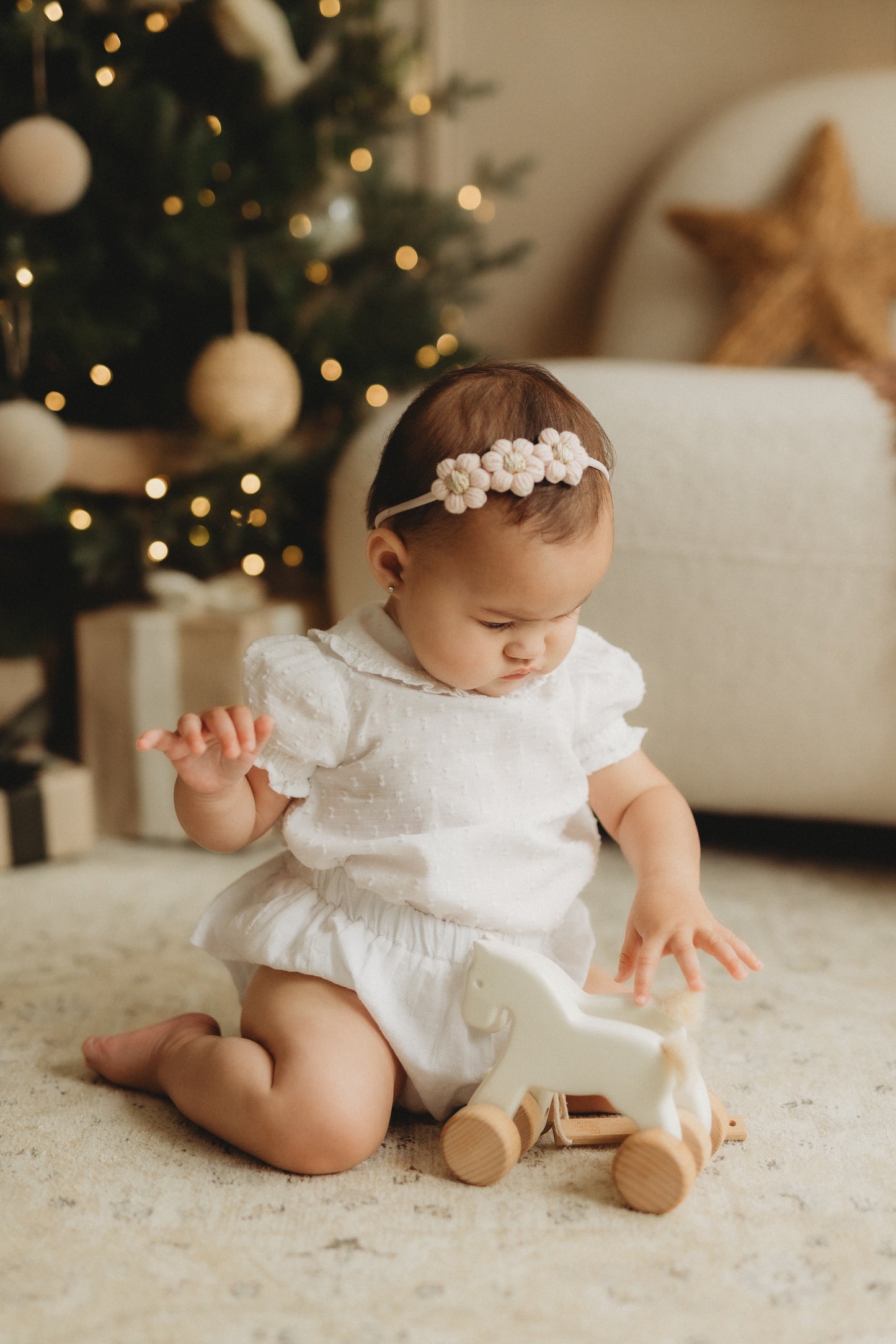 Dainty Headband | Blush & Gold Daisies