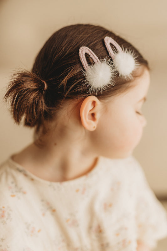 Pigtail Clips | Fluffy Poms - Lilac