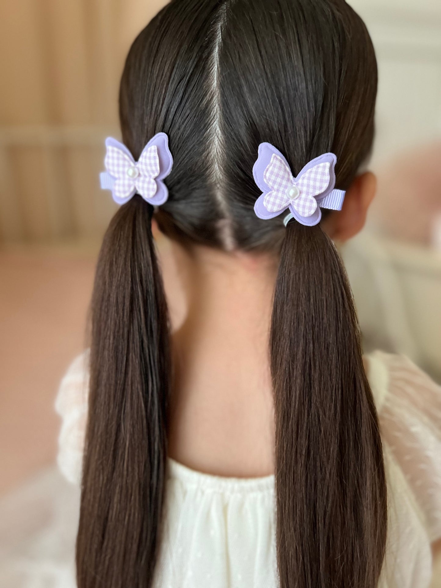 Pigtail Butterfly Clips | Lavender Pearl