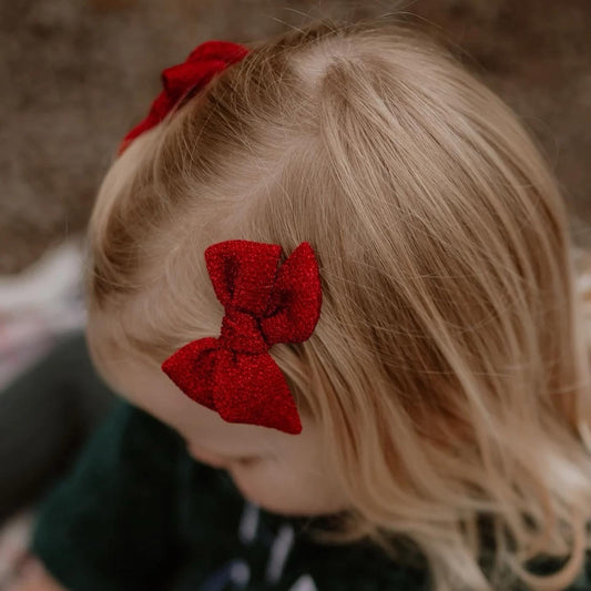 Petite Pinwheel Pigtail Bows | Ruby Sparkle