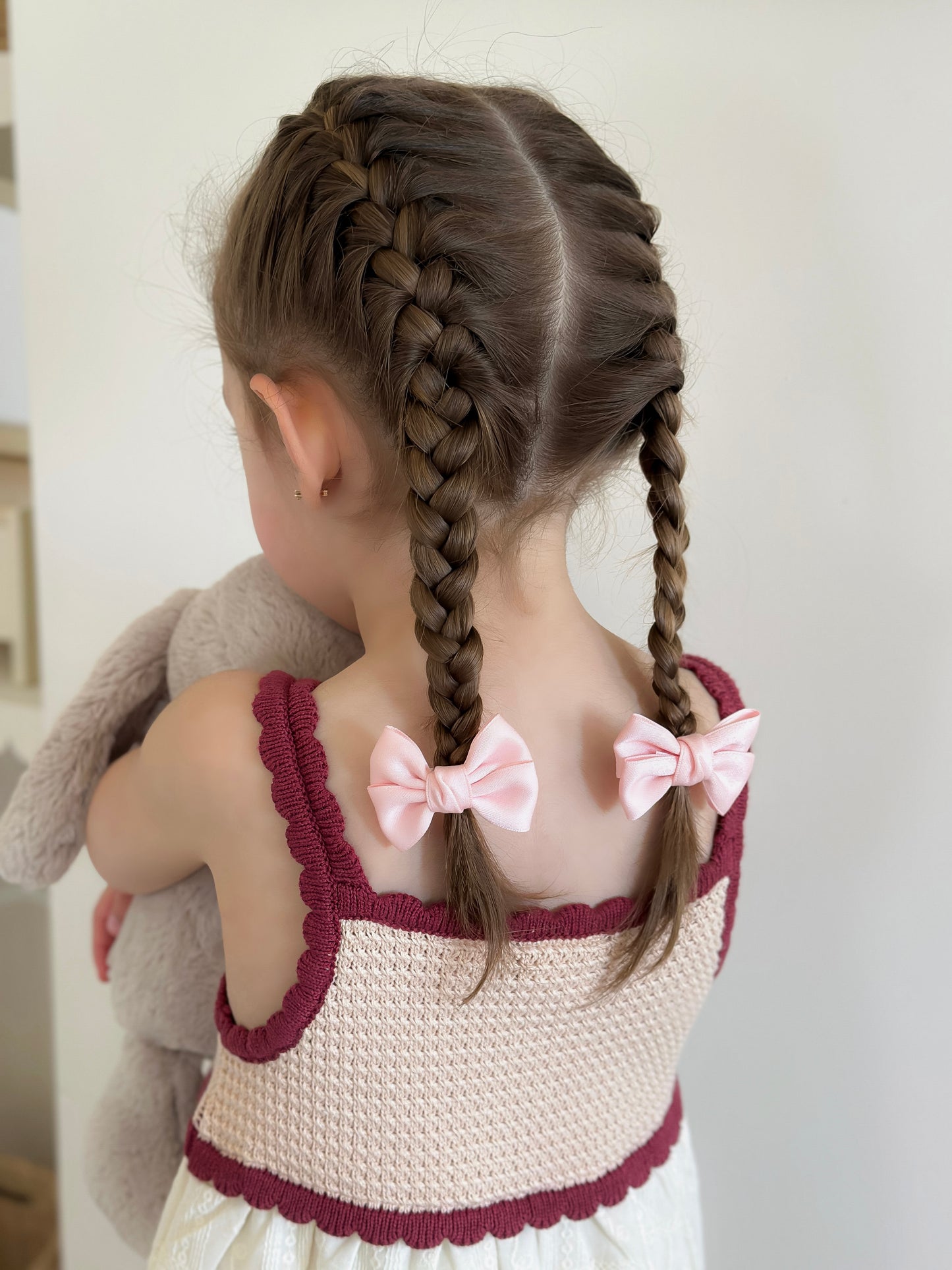 Ribbon Pigtail Bows | Petal Pink