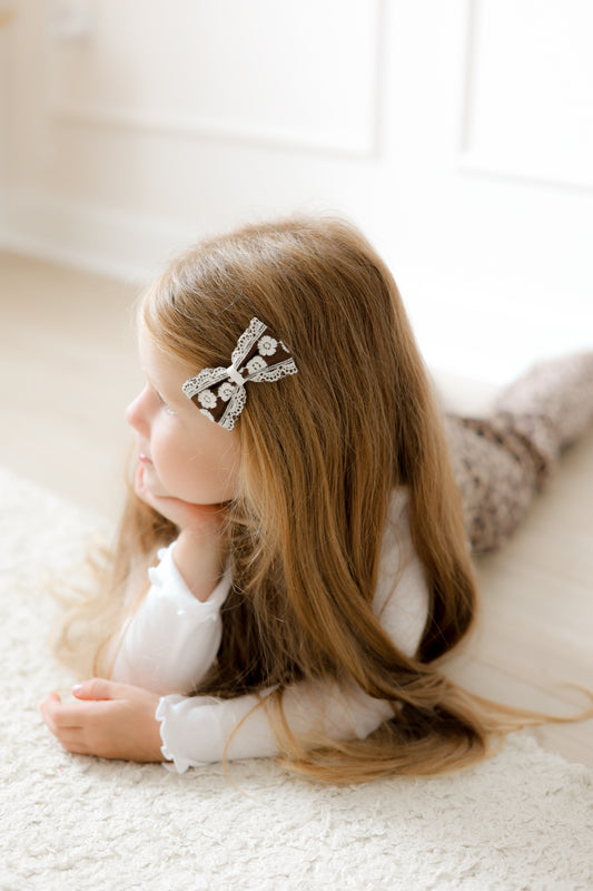 Bow | Chestnut Lace (clip or headband)