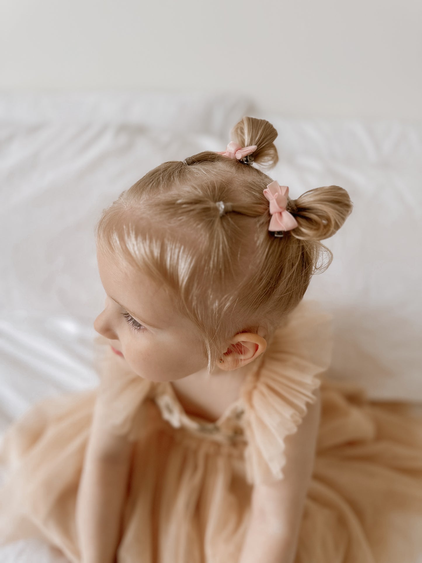 Mini Bow Clips | Blossom Pink Satin