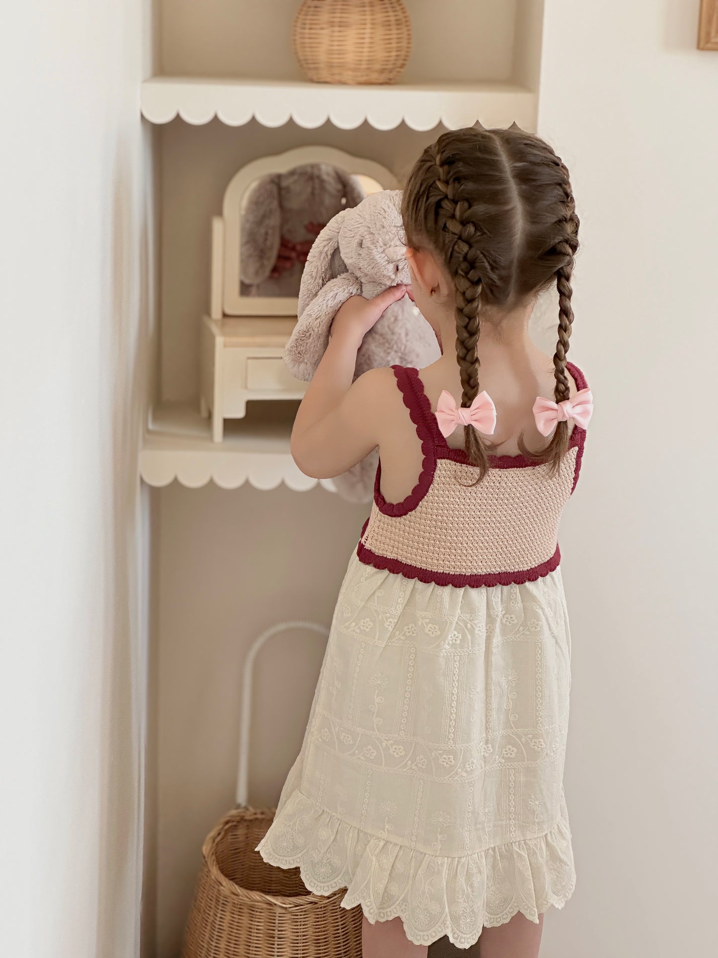 Ribbon Pigtail Bows | Petal Pink