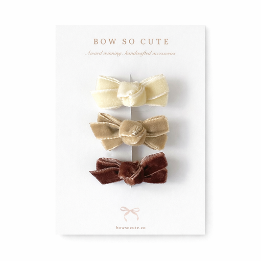 Mini Bow Trio | Latte Velvets