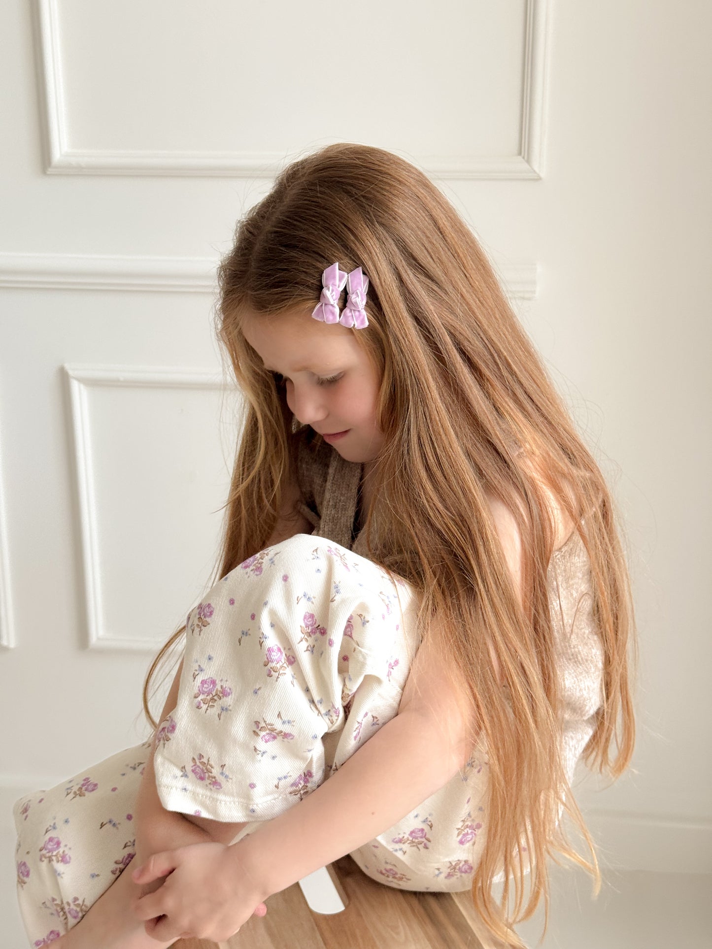 Mini Bow Clips | Wisteria Purple Velvet