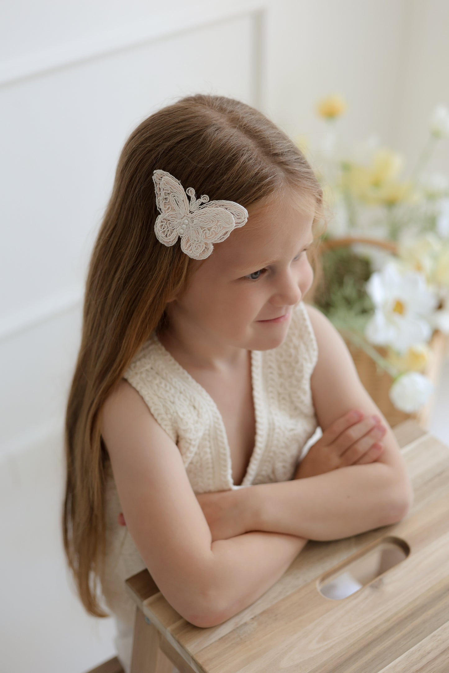 Clip | Lace Pearl Butterfly - Peach