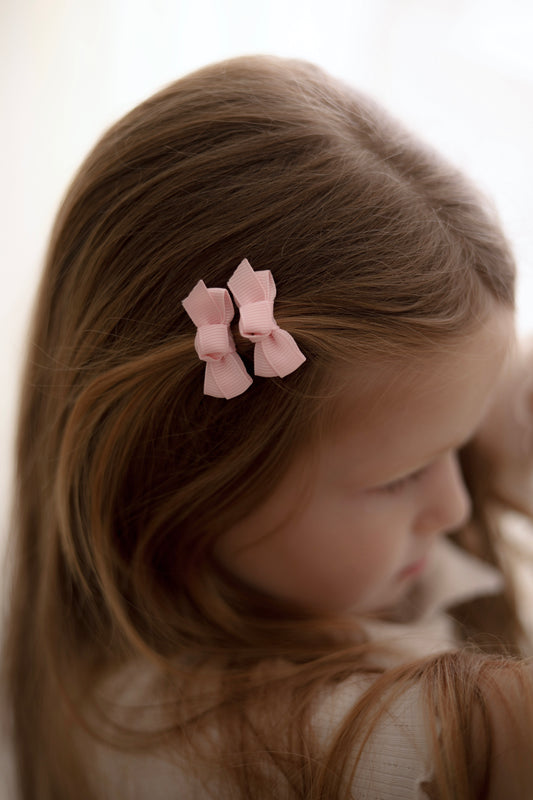 Mini Bow Clips | Petal Pink