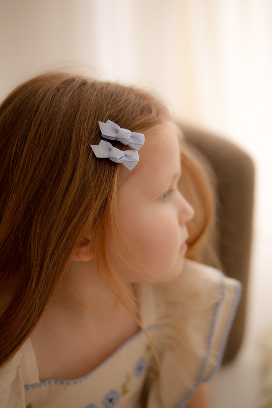 Mini Bow Clips | Powder Blue