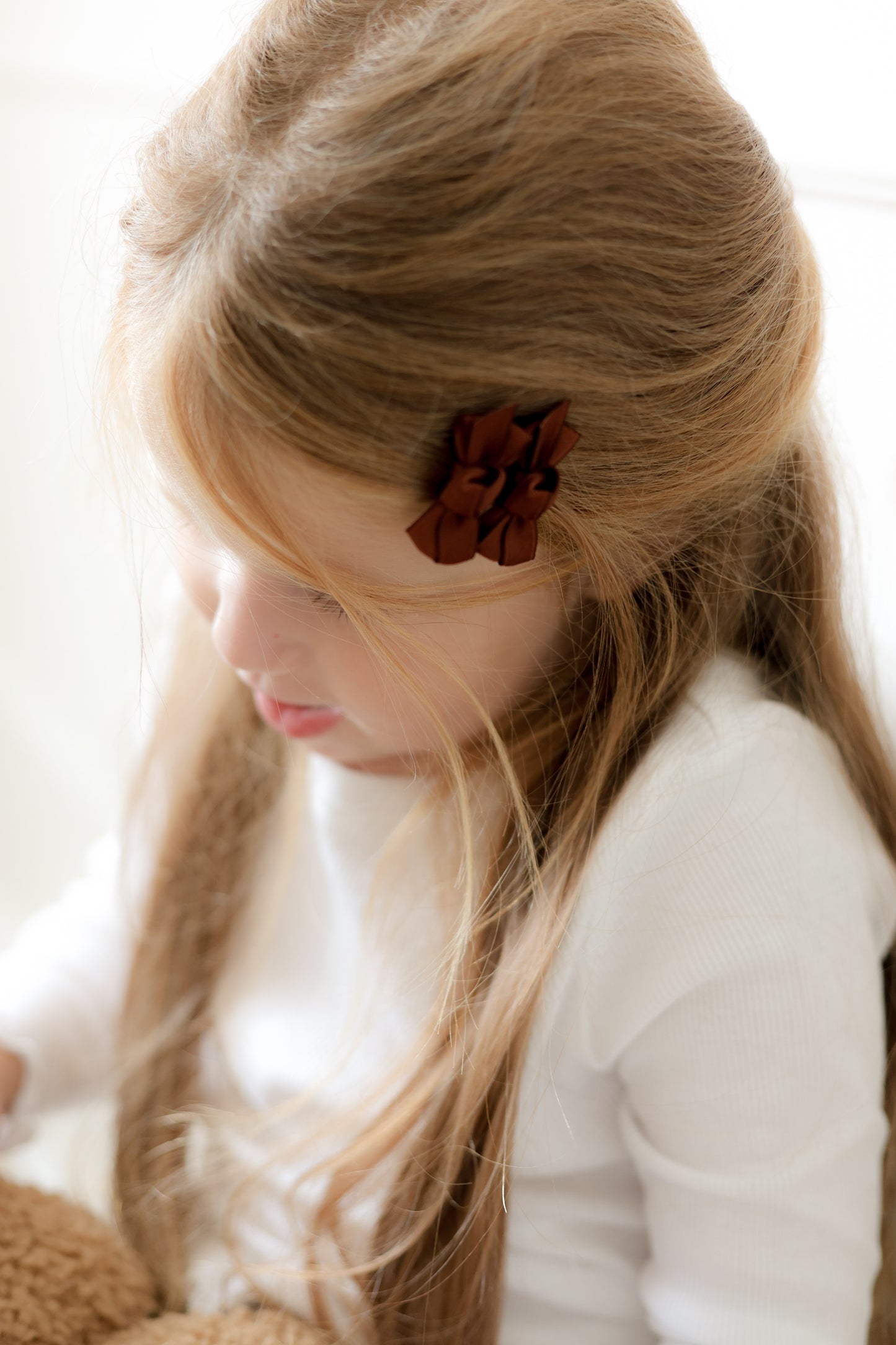 Mini Bow Clips | Walnut Satin