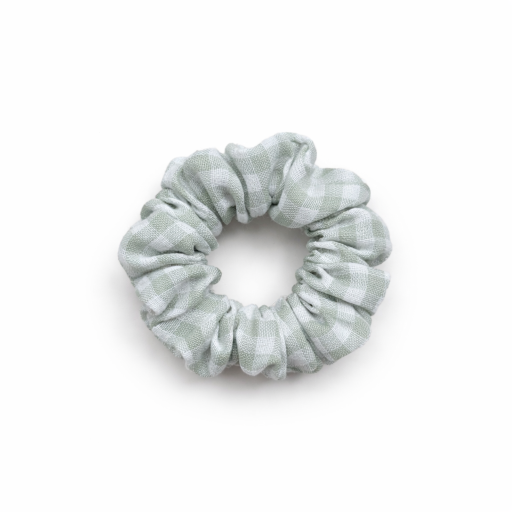 Mini Scrunchie | Soft Sage Gingham