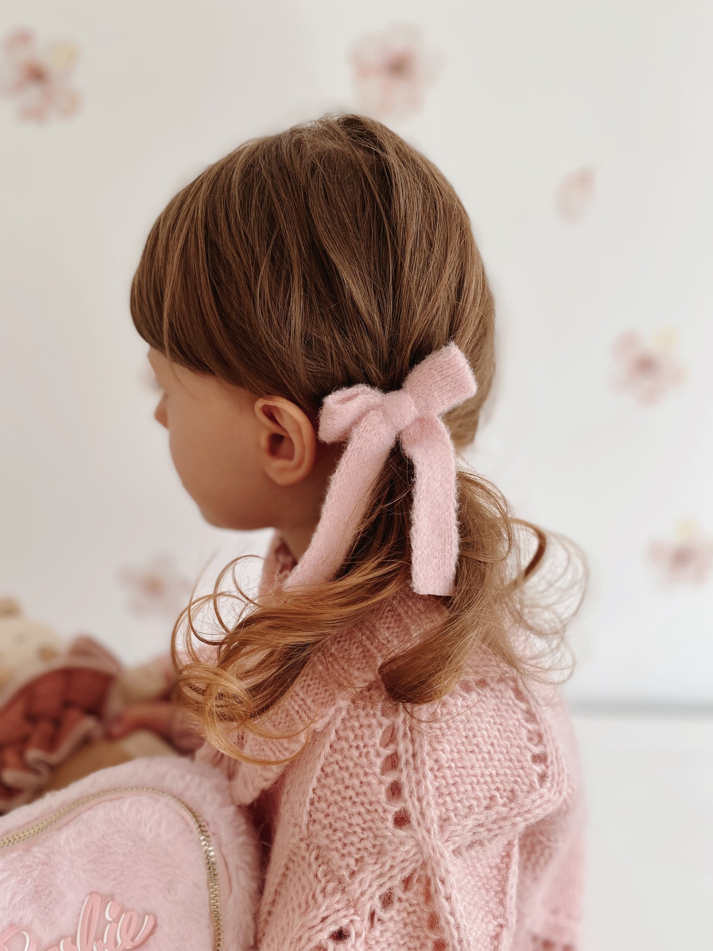 Midi Bow | Blush Fluffy Knit