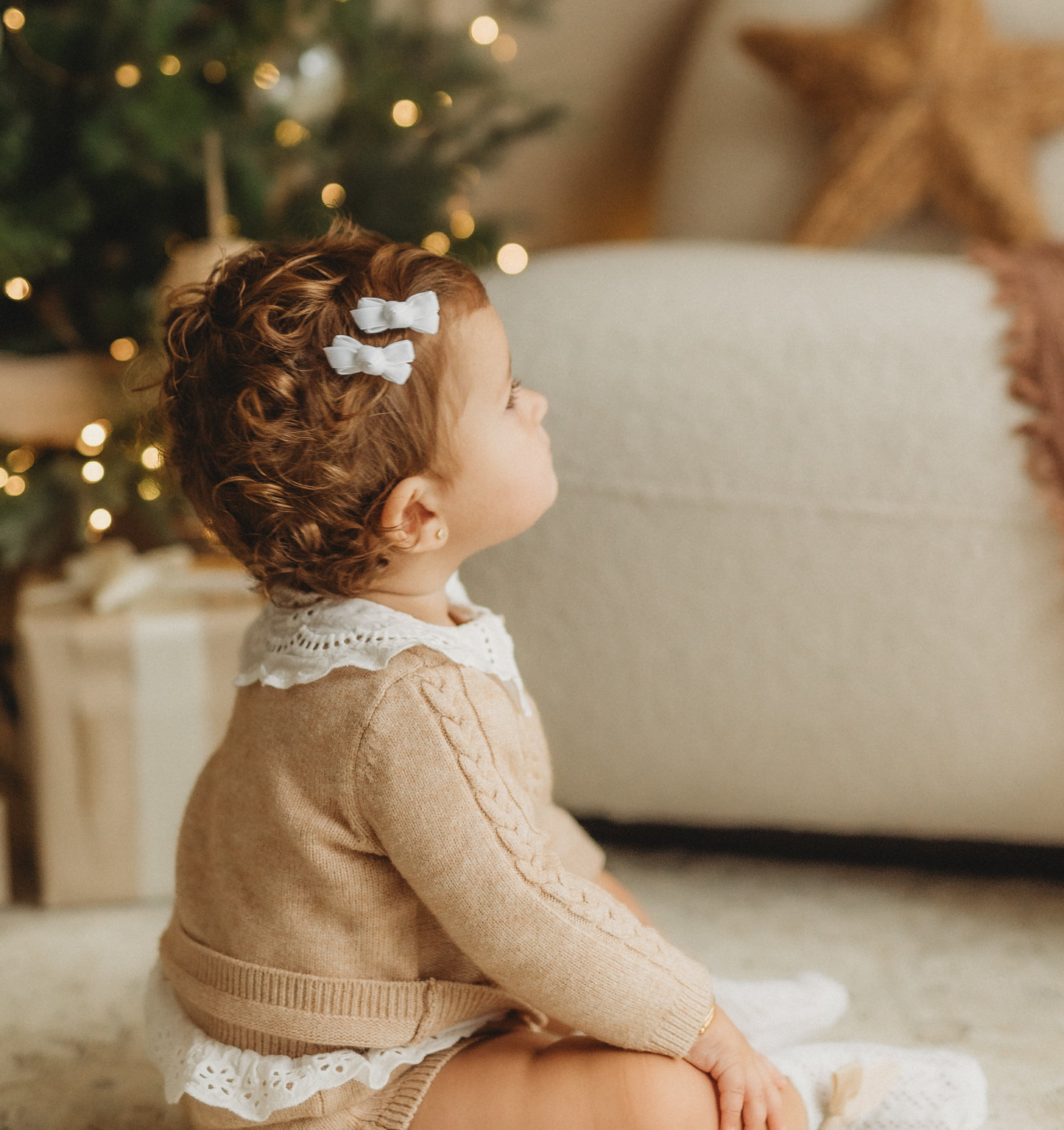 Mini Bow Clips | White Velvet