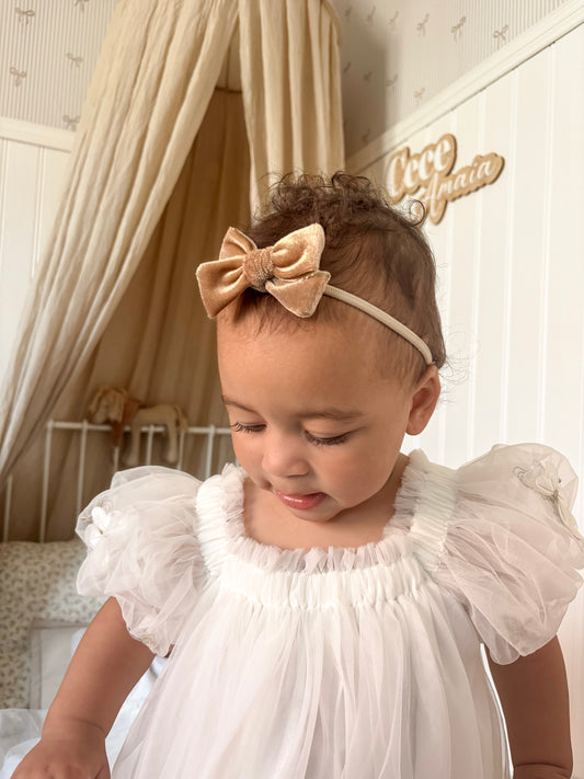 Classic Bow | Golden Tan Velvet (Clip or Headband)