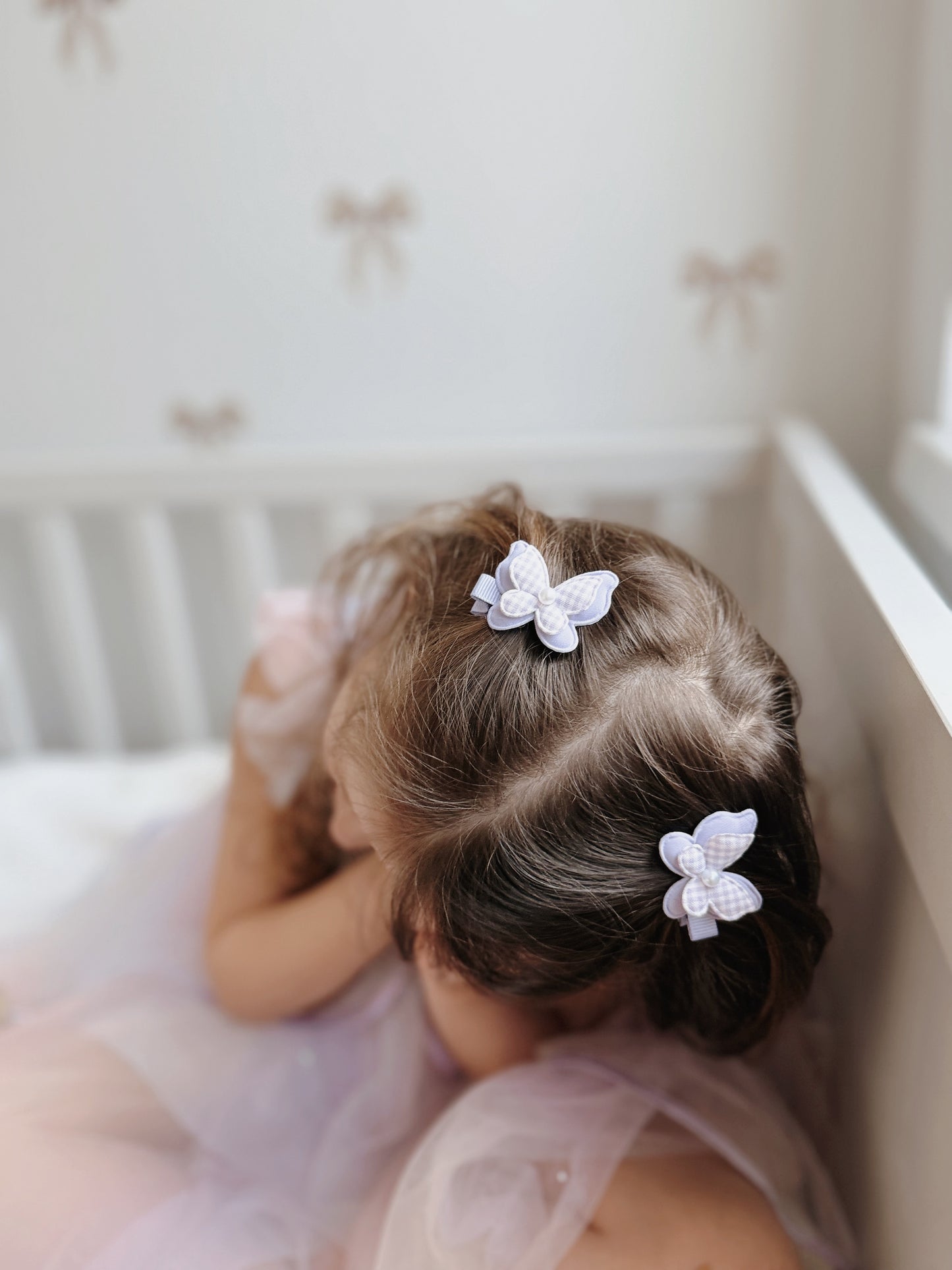 Pigtail Butterfly Clips | Lavender Pearl