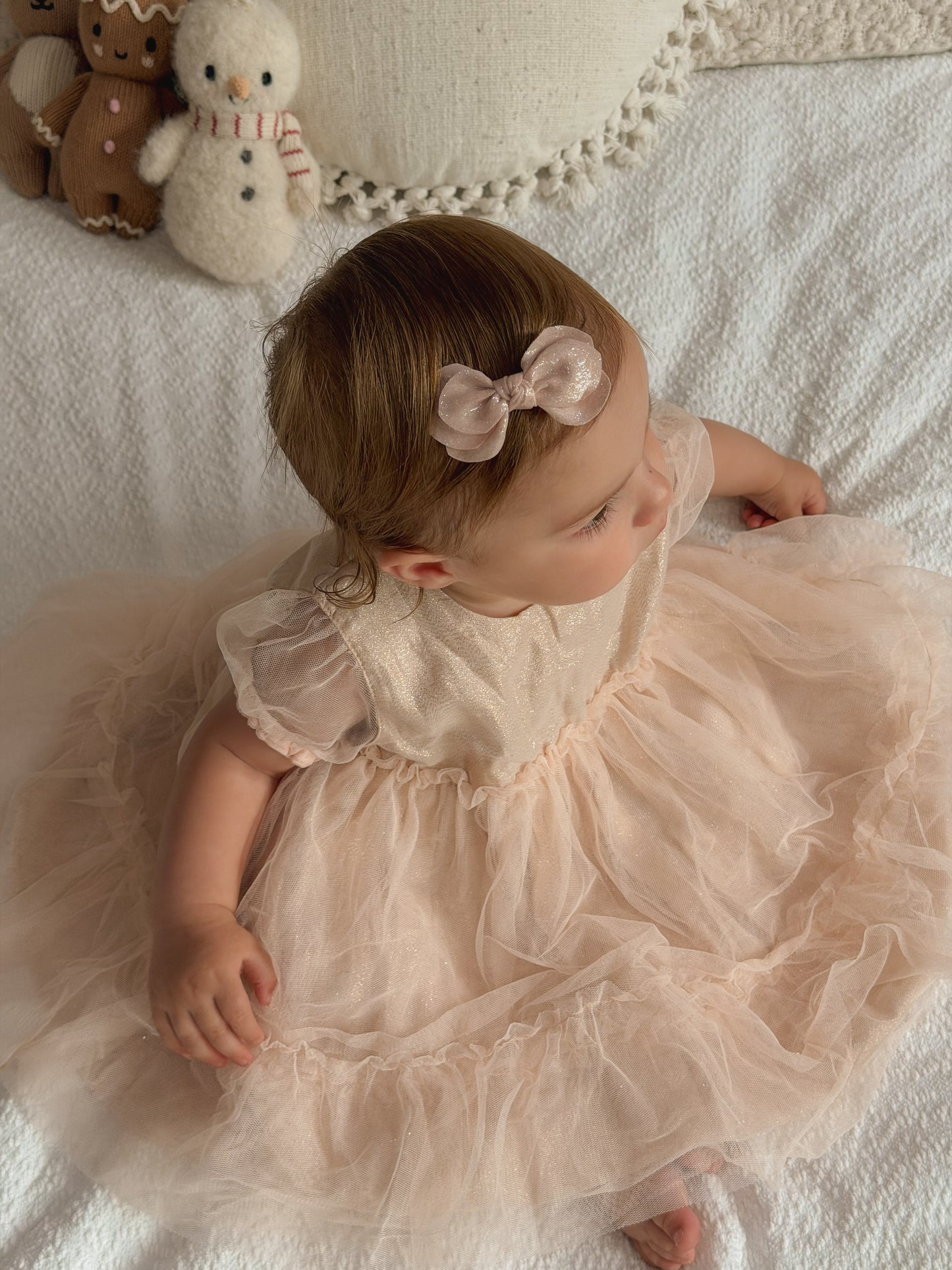 Flutter Bow | Blush Shimmer (Clip or Headband)