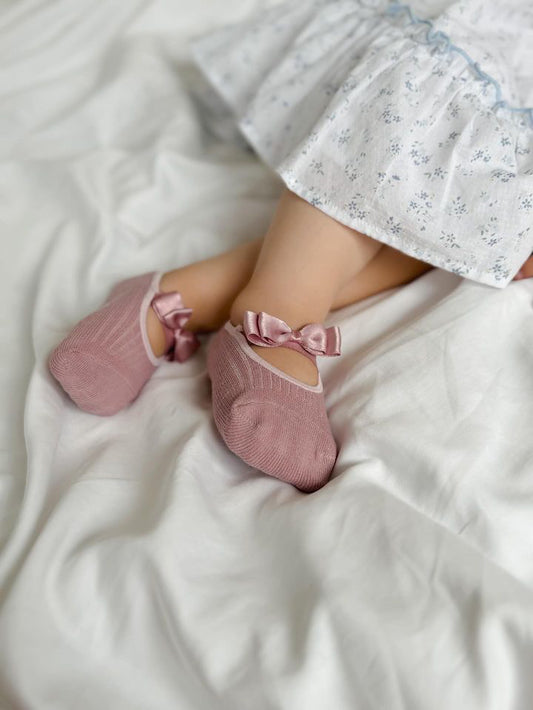 Satin Bow Socks | Dusty Pink