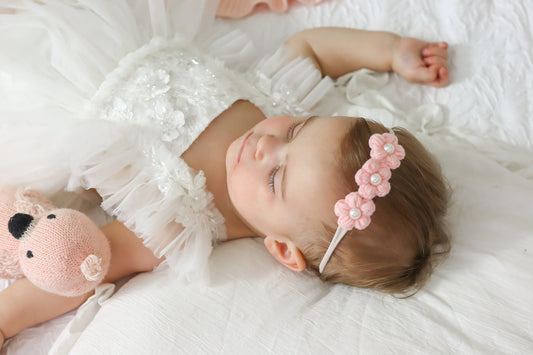 Dainty Headband | Pearly Pink Flowers