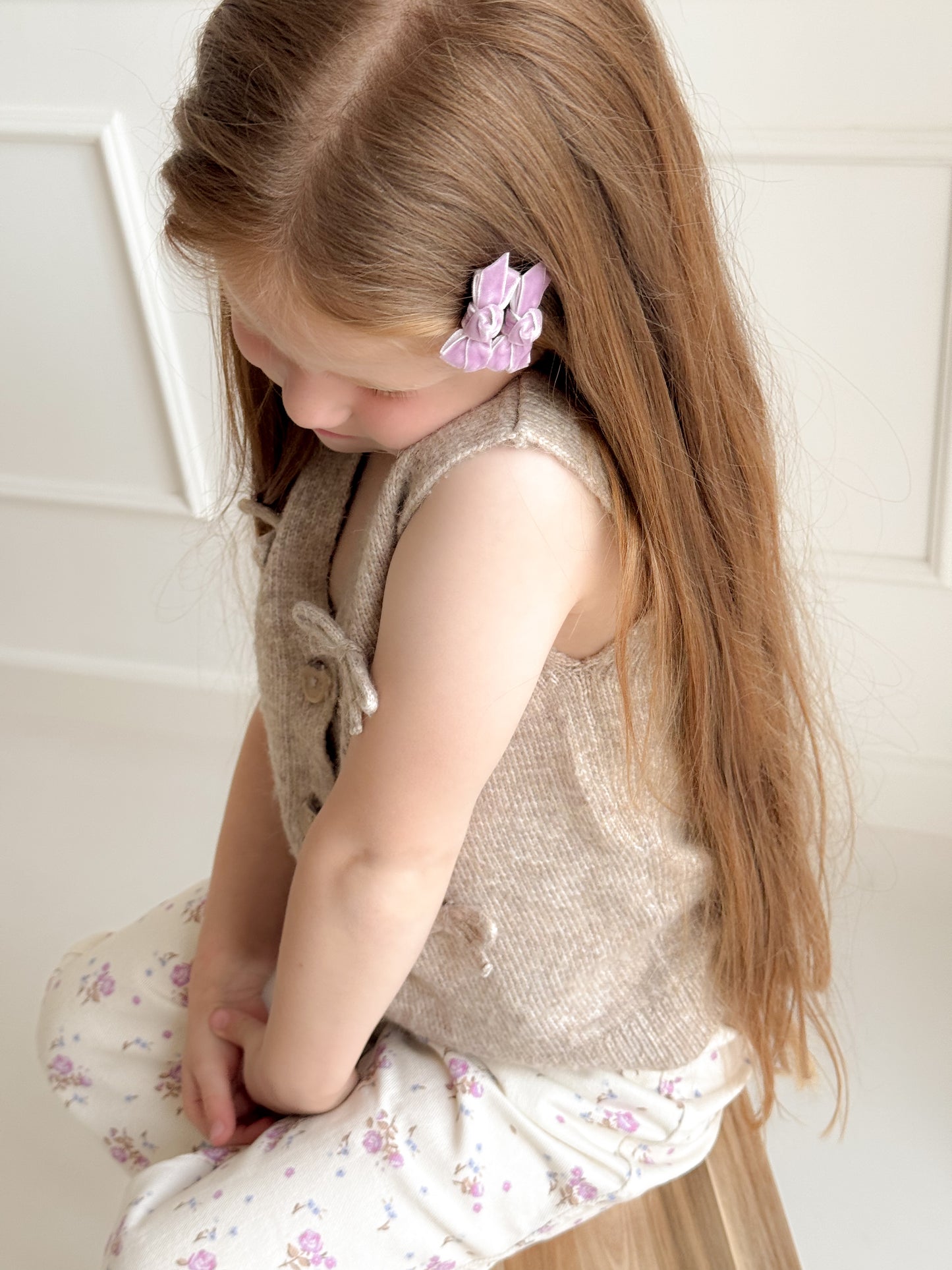 Mini Bow Clips | Wisteria Purple Velvet