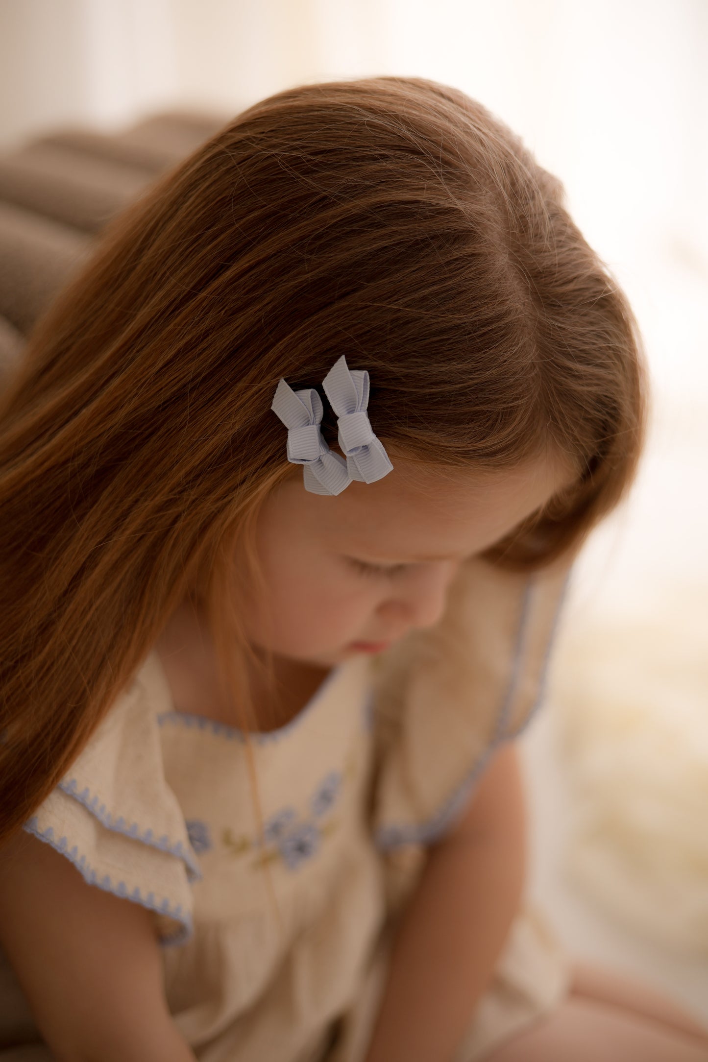 Mini Bow Clips | Powder Blue
