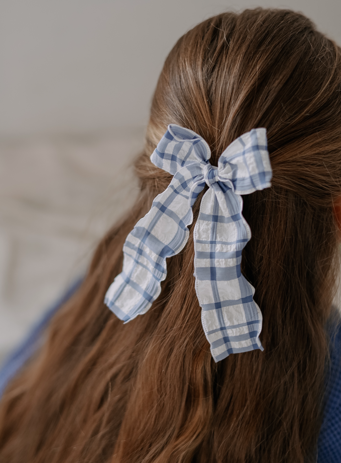 Longtail Bow | Denim Blue Plaid