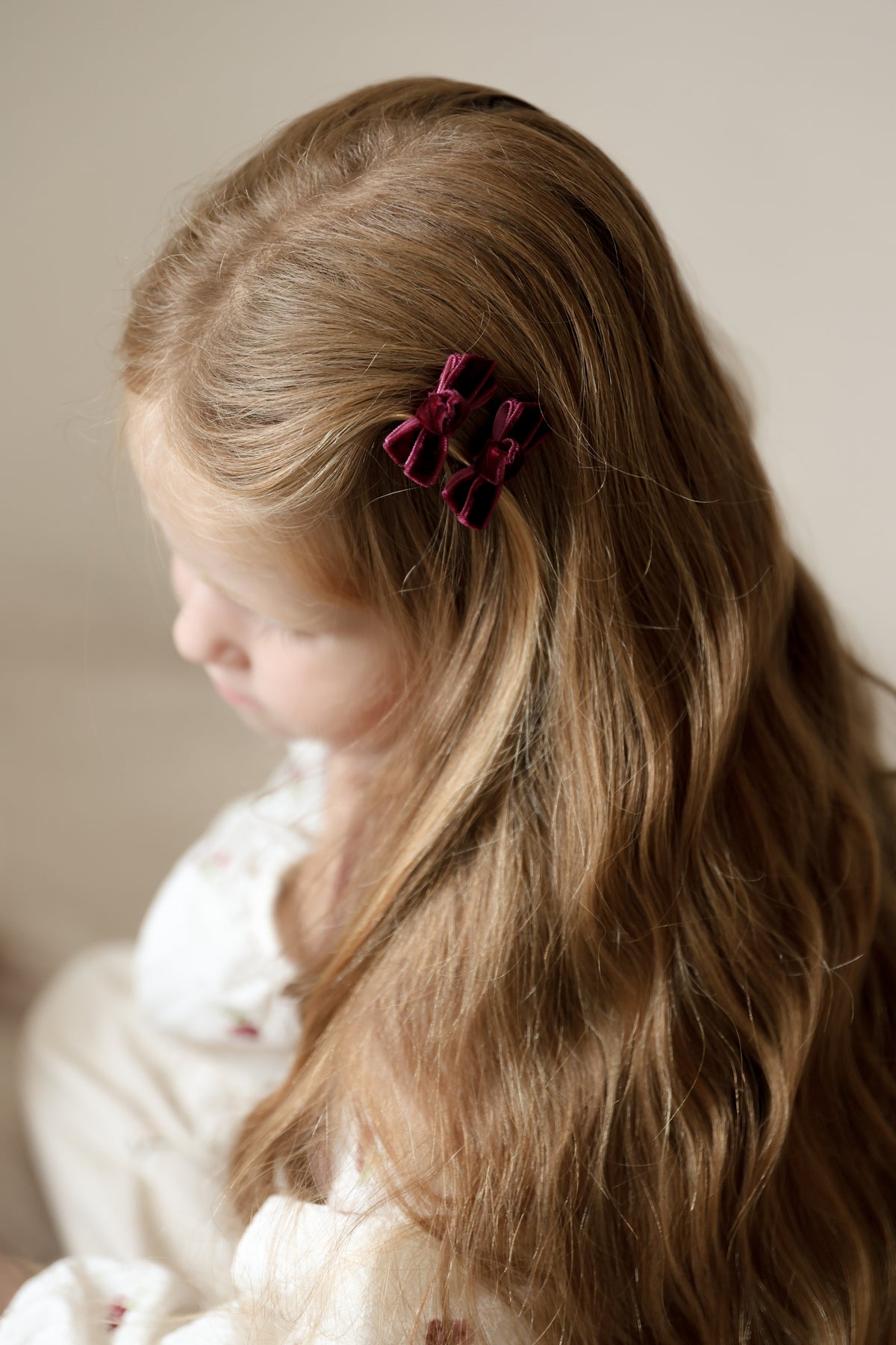 Mini Bow Clips | Rich Berry Velvet