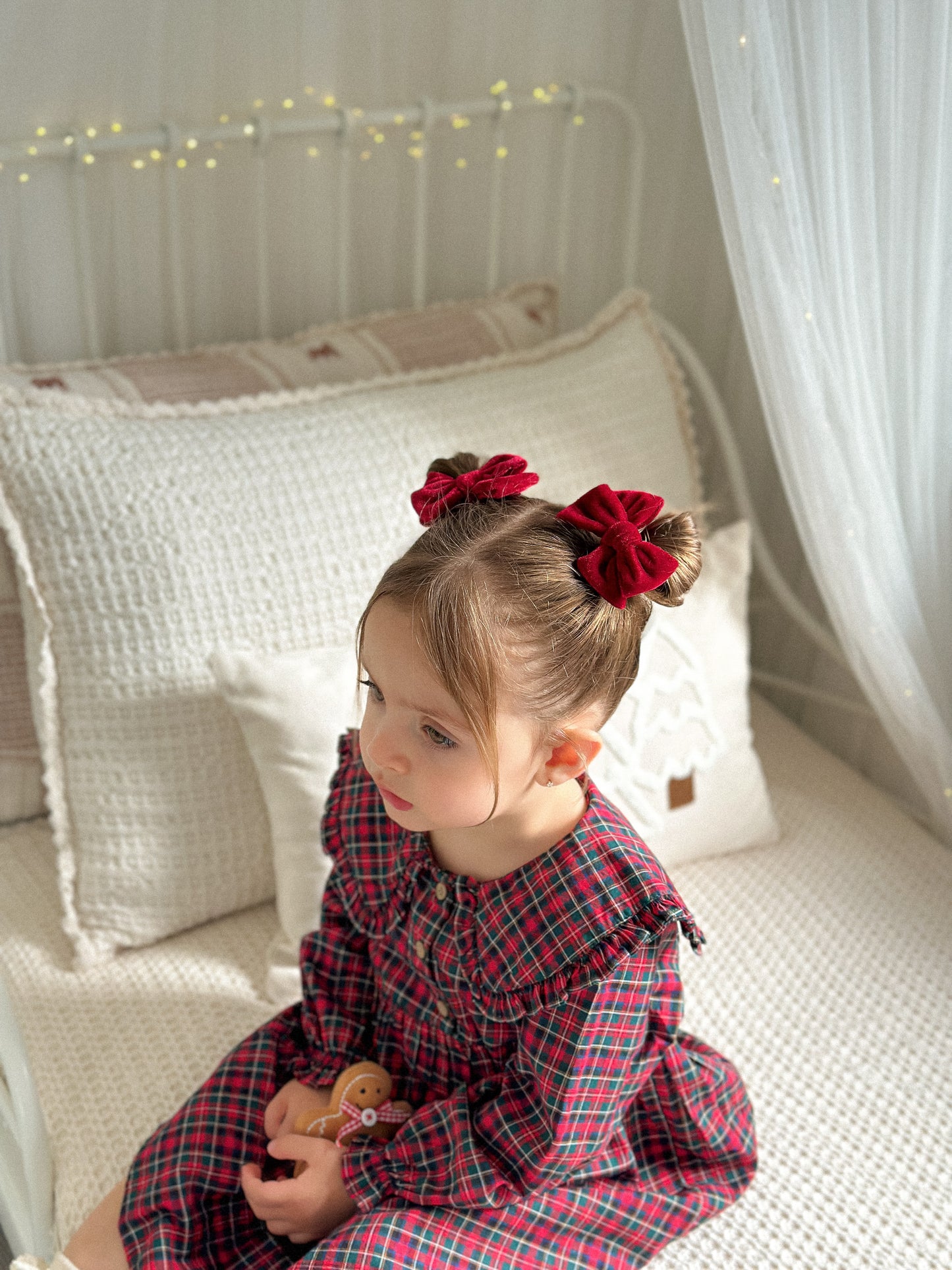 Petite Pinwheel Pigtail Bows | Red Velvet