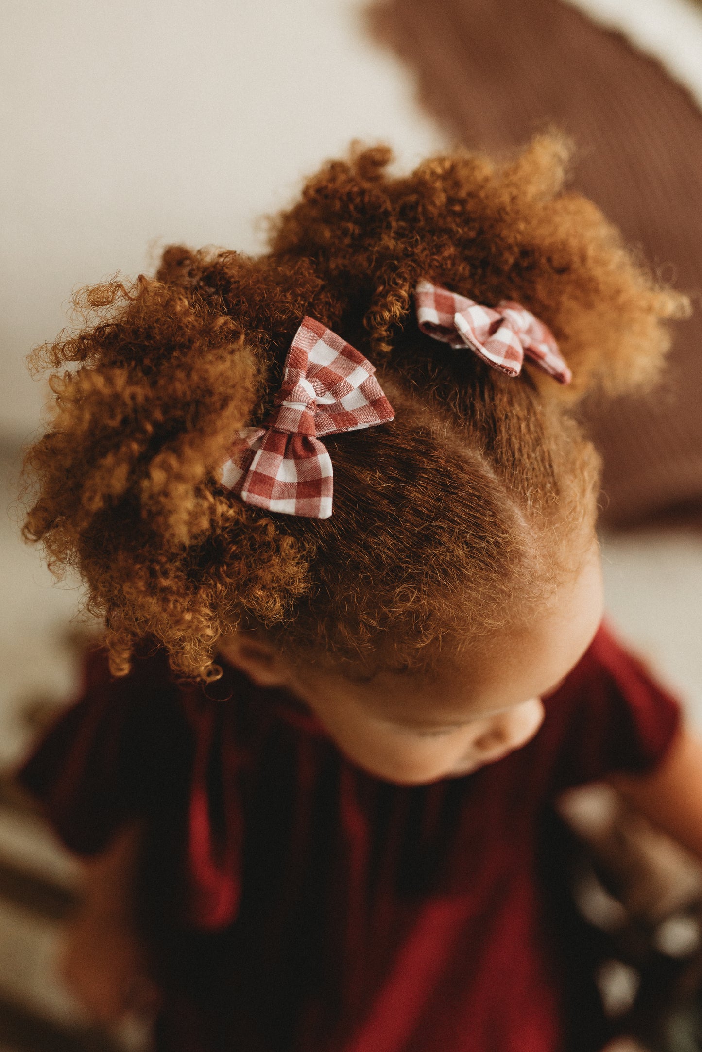Petite Pinwheel Pigtail Bows | Festive Check