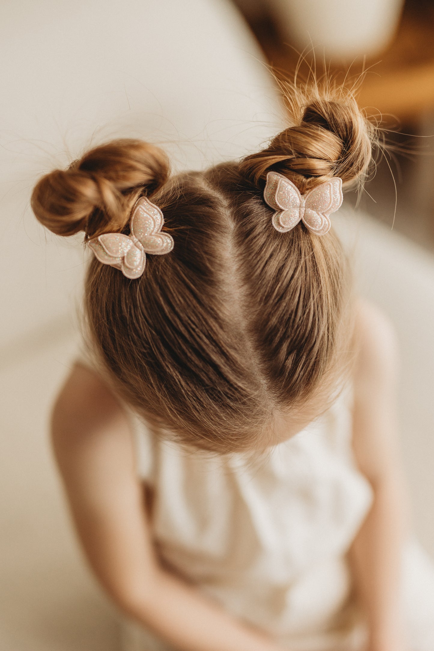 Pigtail Clips | Champagne Glitter Butterflies