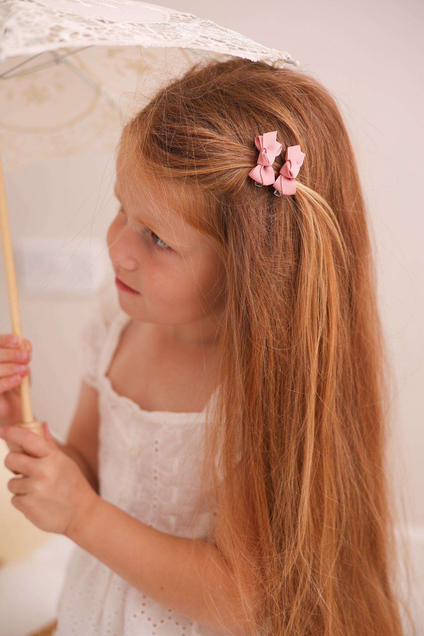 Mini Bow Clips | Antique Rose